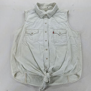 Levi’s Women’s Sleeveless Tie Front Shirt Large Light Blue Western Y2K Boho Chic